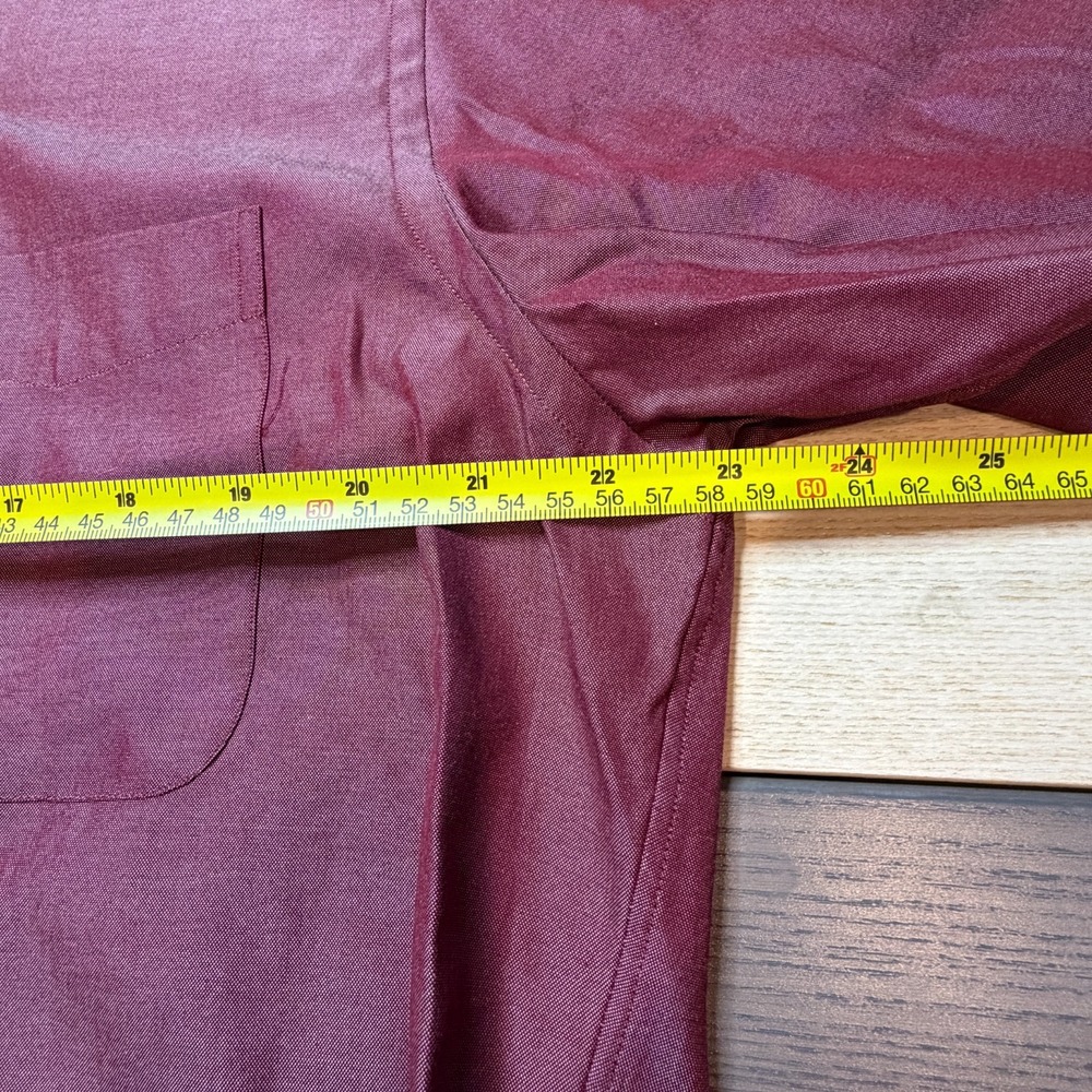 Land's End Shirt Mens 16 - 34 Shinny Long Sleeve Button Up‎ Pinpoint Oxford - Picture 3 of 8